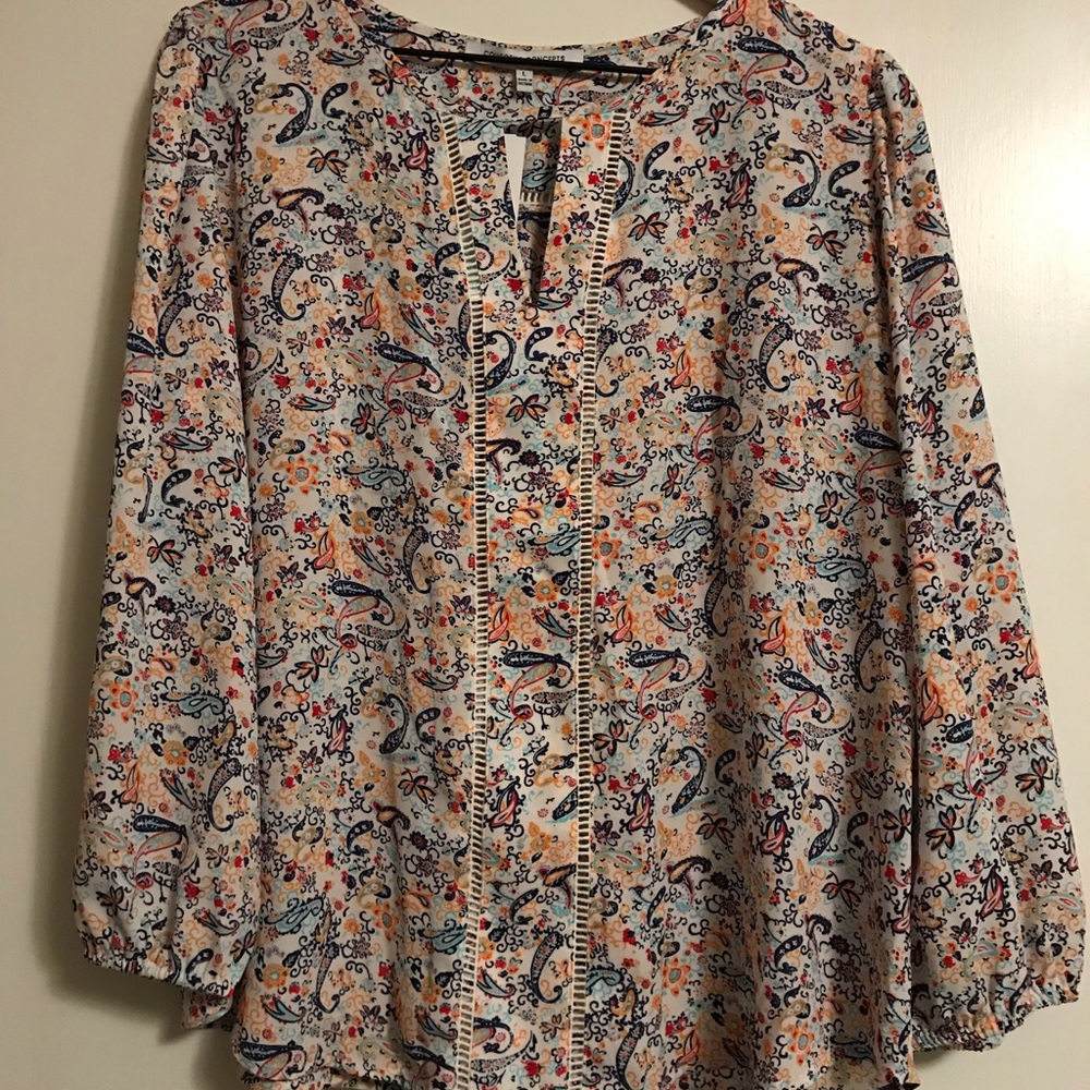 Collective Concepts Warner Lattice Detail Blouse L